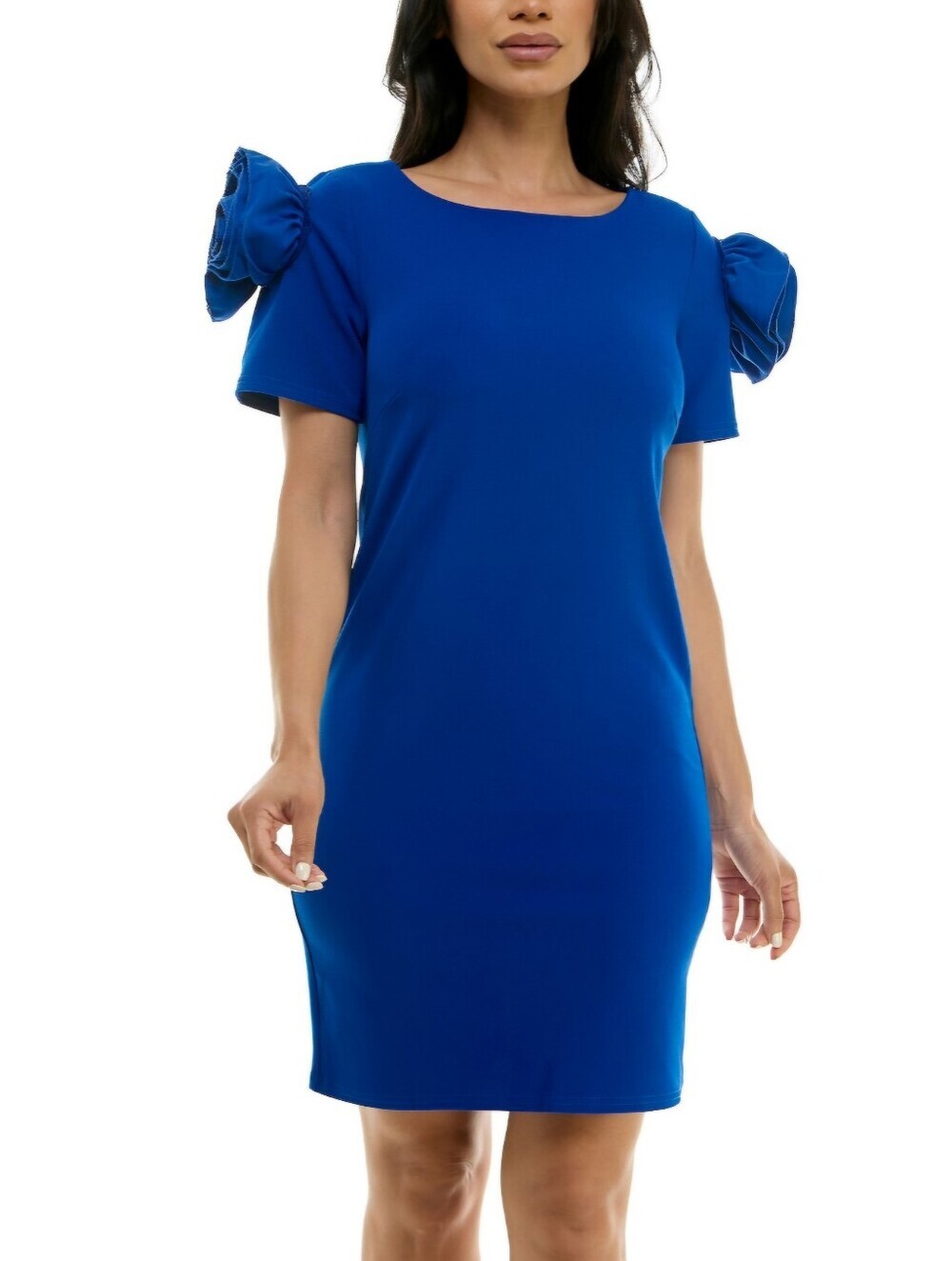 Nina Leonard Royal Blue Puff-Sleeve Mini Dress XL NWOT